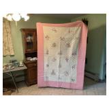 Vintage Hand-Embroidered  Quilt