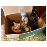 Assortment of Decorative Ceramic Feline Items