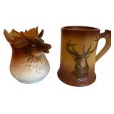 Two Wildlife Vessels, Moose and Stag, c. 1910