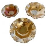 Lustre Rose & Iris Patterns, 3 Bowls