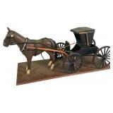 Harold Kistler Hand Carved Horse & Buggy Model