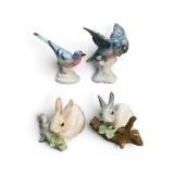 Four Porcelain Animal Figurines including Lladro