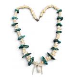 Vintage Turquoise, White Coral Graduated Necklace