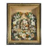 Victorian Feather Mourning Wreath Shadow Box