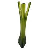 23.25 Inch  Swung Green Glass Pedestal Vase