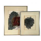 Pair of Mid-Century Abstract Mixed Media Works