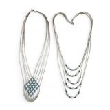 2 Sterling Silver Turquoise & MOP Liquid Silvers