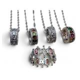 Sterling Multi-Gemstone/Topaz Style Necklaces,Ring