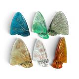 Six Lalique Enameled Crystal Butterfly Figurines