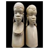 A Pair of Vintage Carved Mangbetu Busts