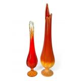 Two Mid-Century Modern Swung Glass Vases