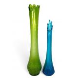 Two Mid-Century Modern Swung Glass Vases