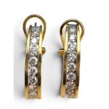 14K Diamond J-Hoop Omega Earrings 1 CTW
