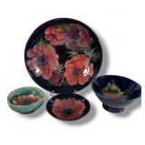 Moorcroft Anemone Pattern Pottery Group of 4