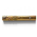 Antique 10k Diamond Tri-Color Foliate Bar Brooch