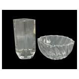 Two Vicke Lindstrand Kosta Crystal Vessels