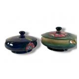 Two Moorcroft Lidded Pottery Bowls