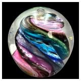 2 Signed Contempor. Studio Art Glass Paperweights