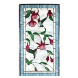 Stained Glass Hummingbird and Fuchsia Window Panel