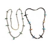 Two Native American Turquoise and Shell Necklaces