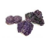 Trio of Amethyst and Fluorite Mineral Specimens