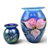 Two Robert Eickholt Art Glass Vases