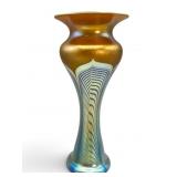 Correia Iridescent Pulled Feather Glass Vase