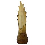 23 Inch L.E. Smith Amber Glass Swung Vase