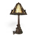 Figural Slag Glass Table Lamp