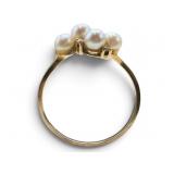 14k Pearl & White Sapphire Ring
