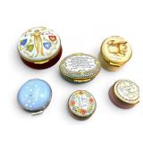 Group of 6 English Enamel Trinket and Snuff Boxes