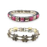 Two Sterling Art Deco Style Bracelets