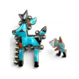 Silver Multi-stone Inlay Deer, Kachina Brooches