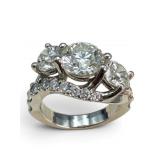 Platinum 5.24 CTW Diamond Bypass Cocktail Ring