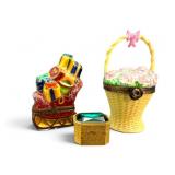Three Limoges and Florenza Trinket Boxes