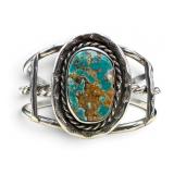 Substantial Silver Turquoise Cuff Bracelet