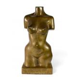 22 Inch Modernist Bronze Female Torso Sculpture