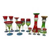 13-Piece Festive Hand-Painted Art Glass Set