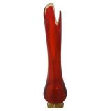 21.50 Inch Mid-Century Amberina Swung Glass Vase