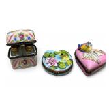 Three Limoges France Porcelain Trinket Boxes
