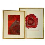 Pair of Modernist Mixed Media Abstract Art Pieces