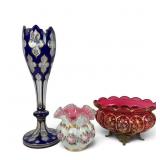 Three Pieces of 19th Century Decorative Glassware