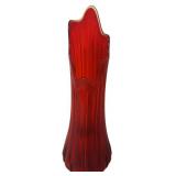 19 Inch Cased Red Swung Glass Vase