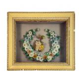Victorian Feather Mourning Wreath Shadow Box