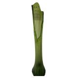 29 Inch Mid-Century Green Ribbed Swung Glass Vase