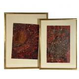 Pair of Mid Century Mixed Media Abstract Works