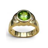 14K Peridot & Diamond Ring