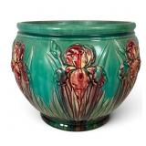 Large Relief Moulded Iris Majolica Jardiniere