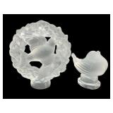 Two Lalique Frosted Glass Bird Figurines