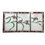 Trio of Stained Glass Iris Window Panels